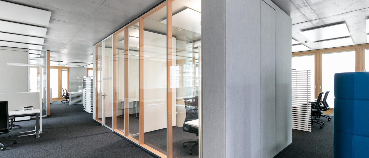 feco glass partition walls with real wood | W&W Campus, Kornwestheim