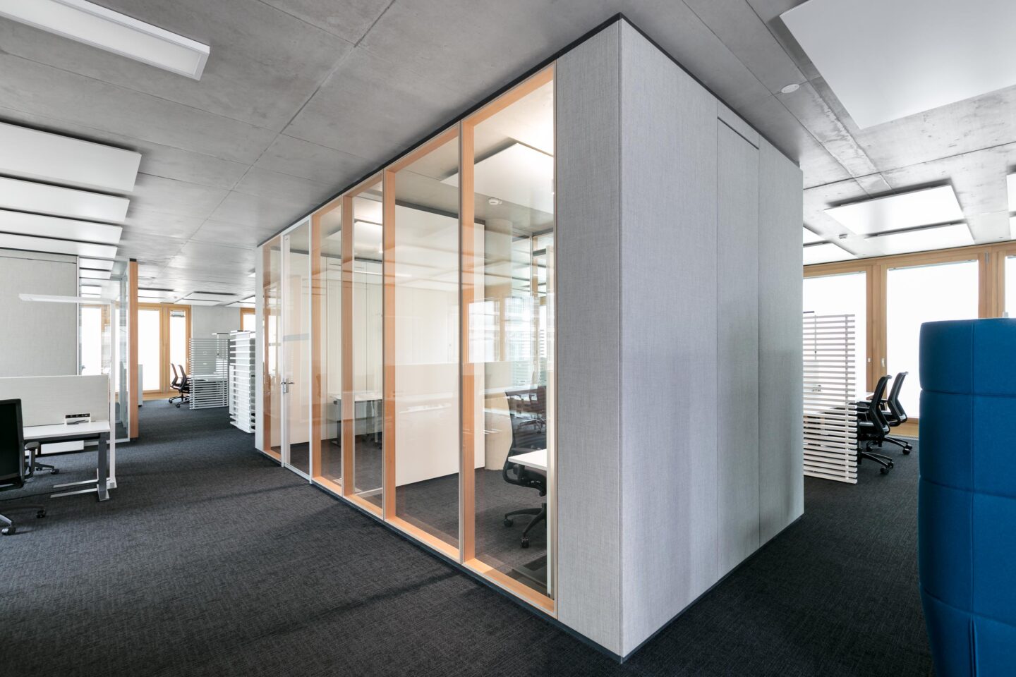 feco glass partition walls with real wood | W&W Campus, Kornwestheim