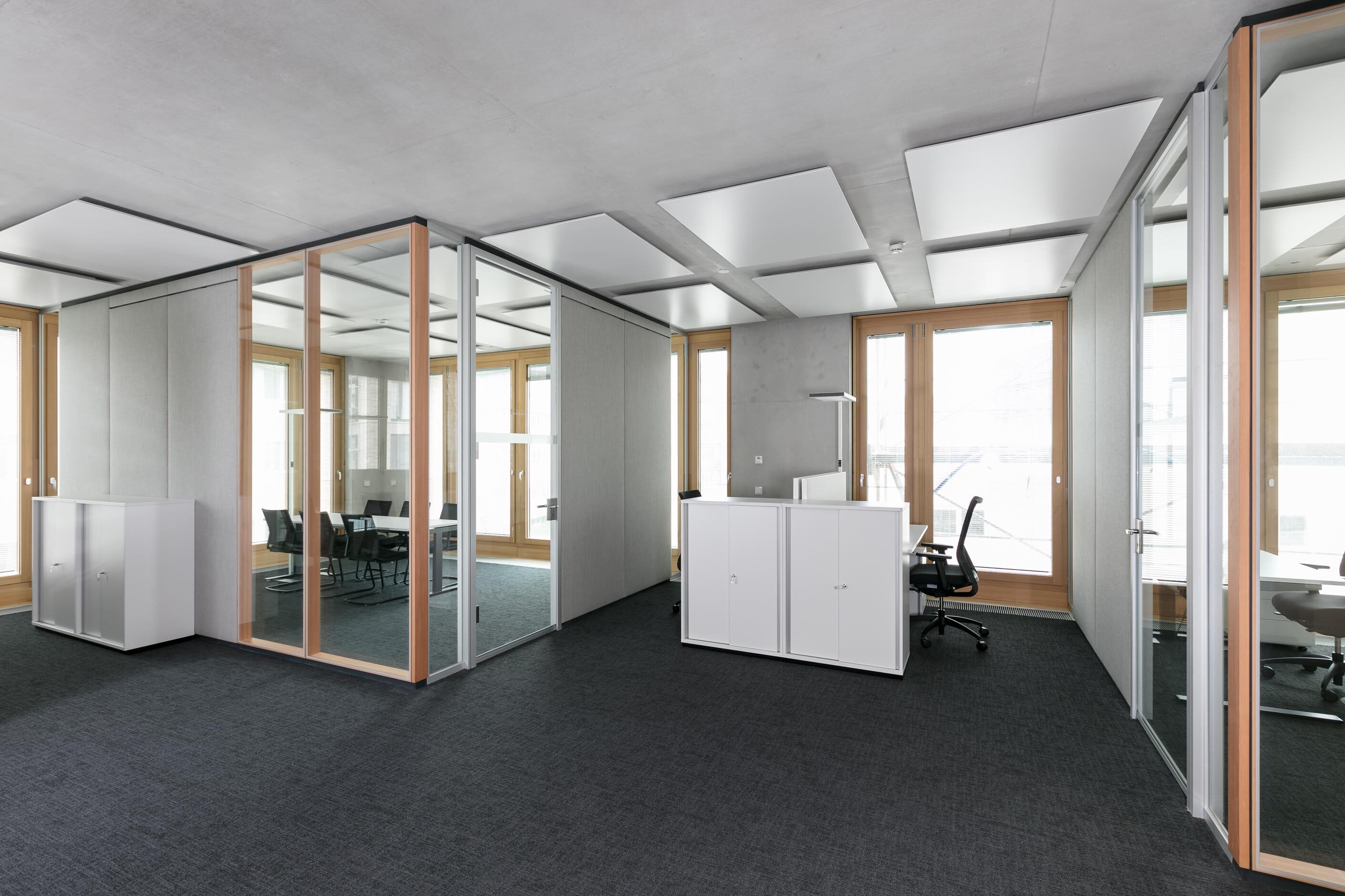 feco glass partition walls with real wood | W&W Campus, Kornwestheim