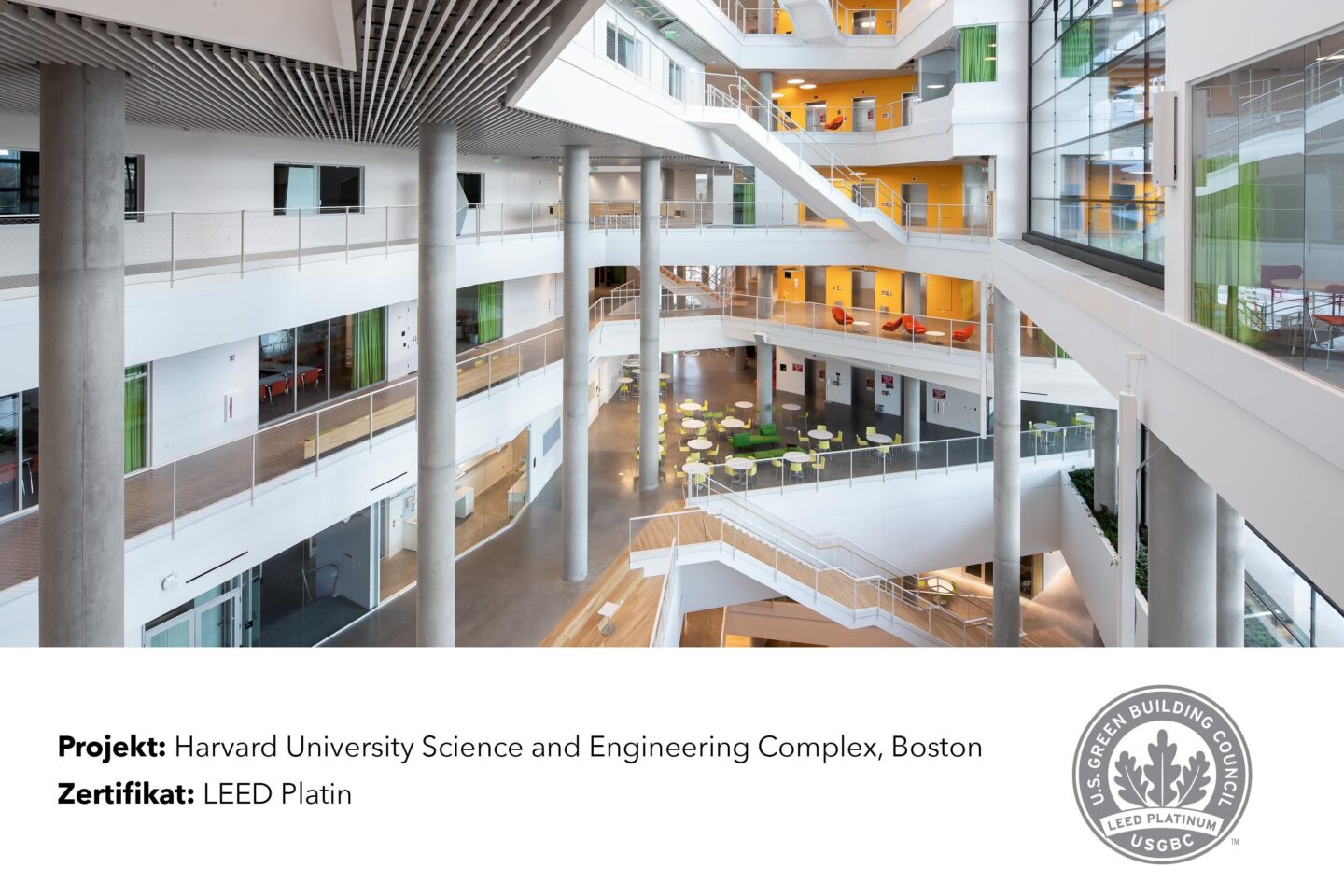 Nachhaltigkeit bei feco │ nachhaltige Zertifizierung LEEDS Platinum │ feco-Trennwände in Harvard, Boston