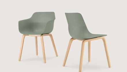 brunner crona light eco │ mit oder ohne Armlehnen │ Sitzschale aus recyceltem Kunststoff │ Vierfußgestell aus Holz Bild