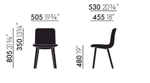 Vitra HAL Soft Wood Chair │ Maße │ Vitra Stühle