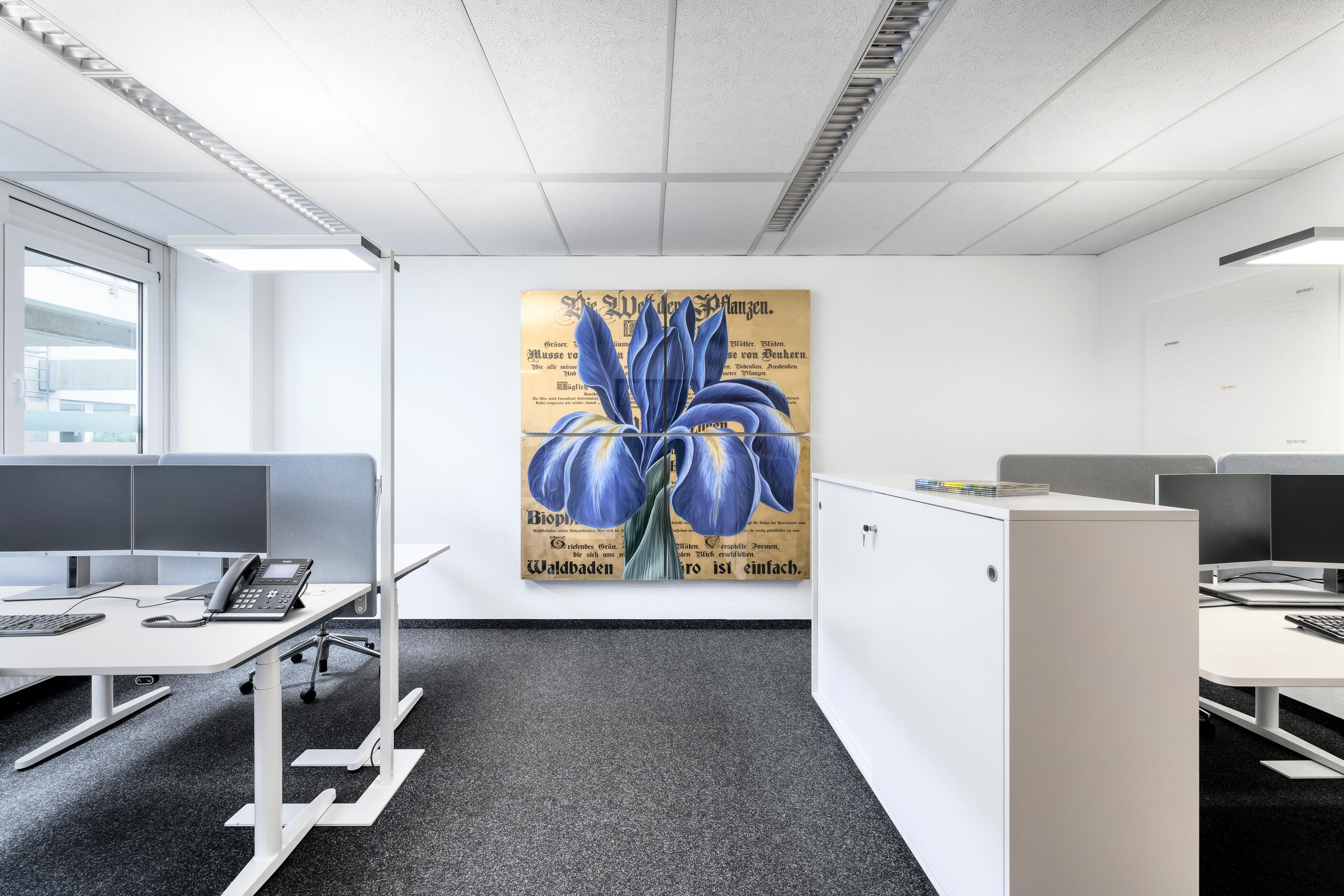 Nussbaum Medien | work desks with art on the wall
