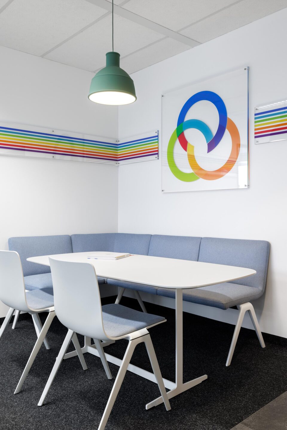 Nussbaum Medien | sitting area with company logo