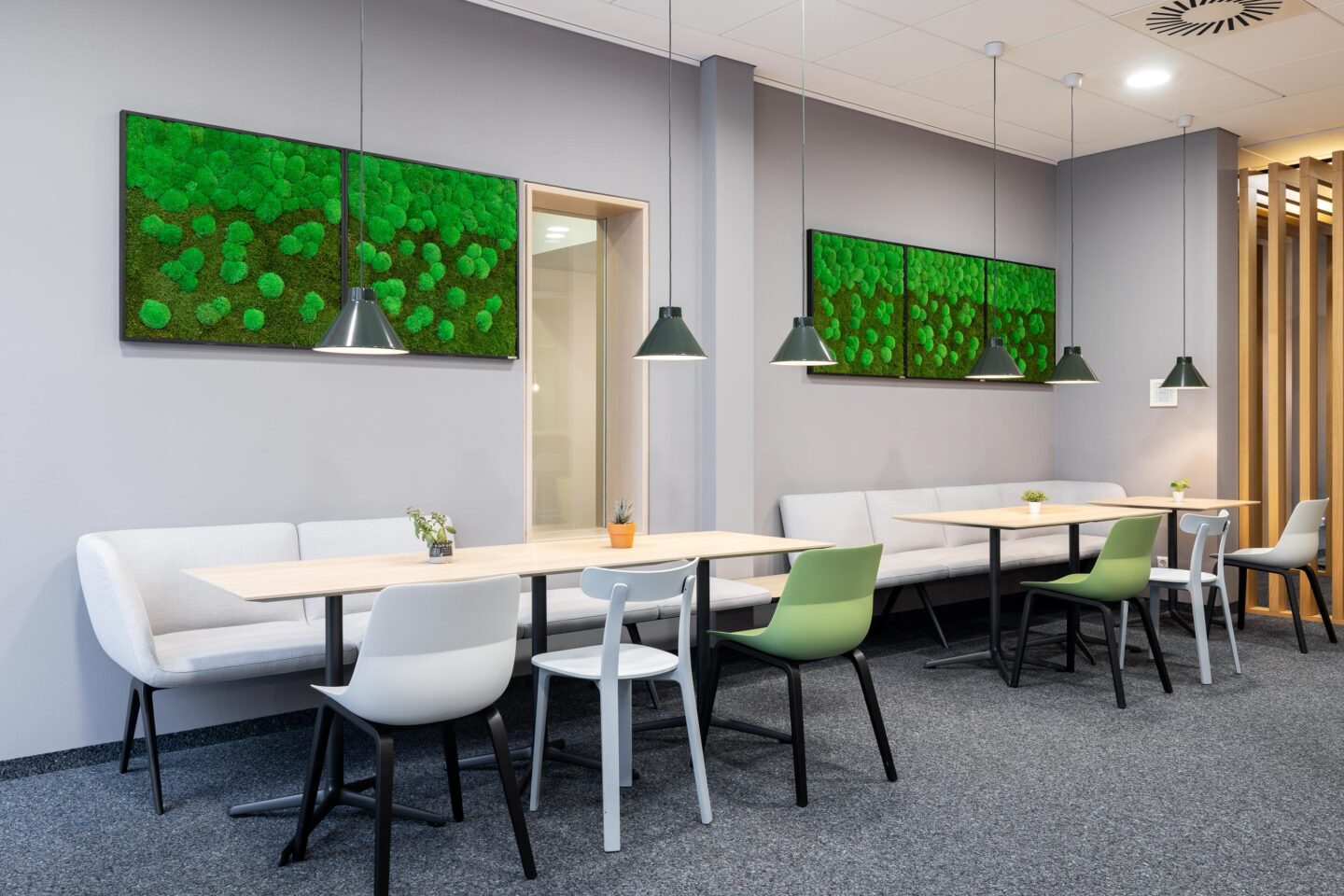 Workcafé FIZ Karlsruhe | plant pictures on the walls of the cafeteria