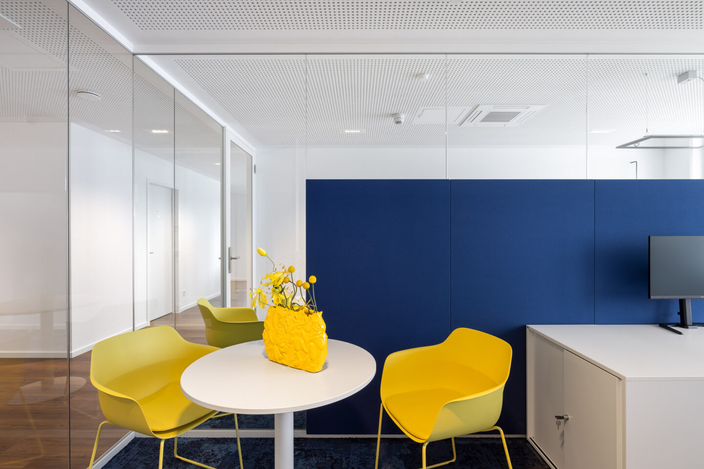 VEMA Conference Centre | yellow furniture and blue fecophon