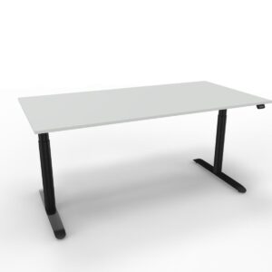 Elektrisch höhenverstellbarer Re-Use-Schreibtisch Sedus se:lab e-desk – mit arkticweißer Platte und schwarzem Gestell – feco circular in Karlsruhe