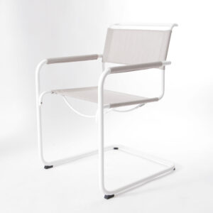 Thonet S 34 N Freischwinger All Seasons in Weiß mit Netzgewebe in natur – Outdoor-Stuhl bei feco Karlsruhe