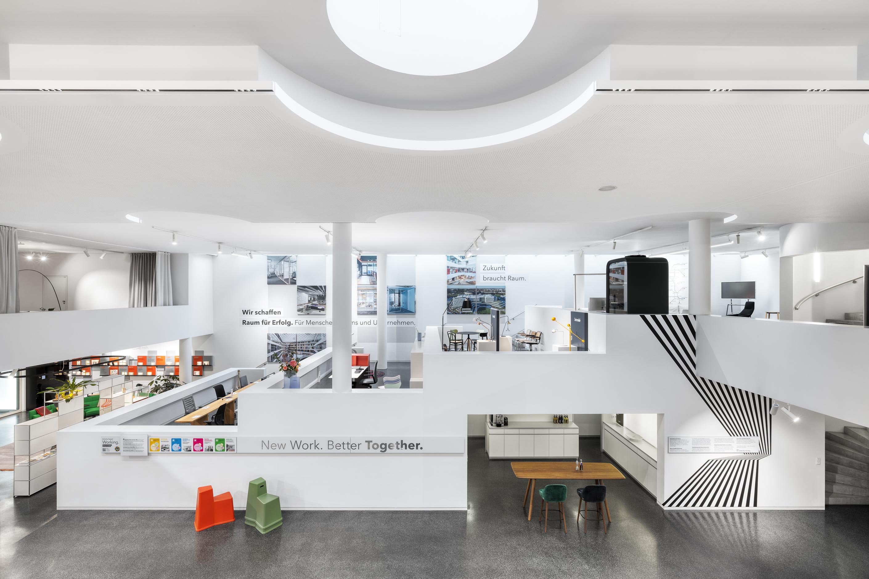 Unser feco-forum in Karlsruhe | ein Ort der Kommunikation mit unseren Kunden | Arbeitsraum für unsere Mitarbeiter | über 3.500m² Ausstellungsfläche.