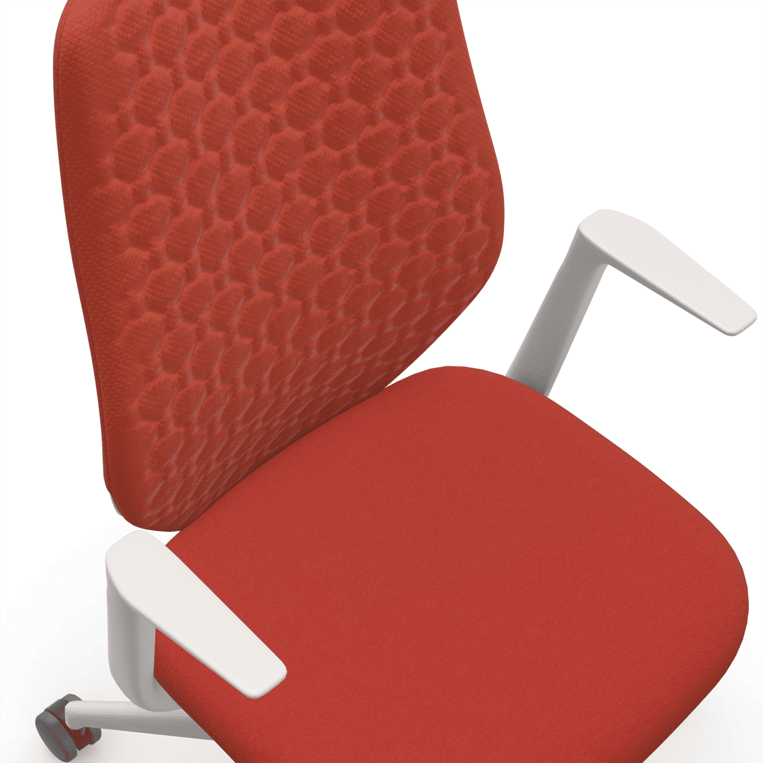 vitra-acx-softknit-neuware-vogelperspektive Vogelperspektive auf die orangefarbene Sitzfläche der Vitra ACX Softknit Neuware im feco Design Shop