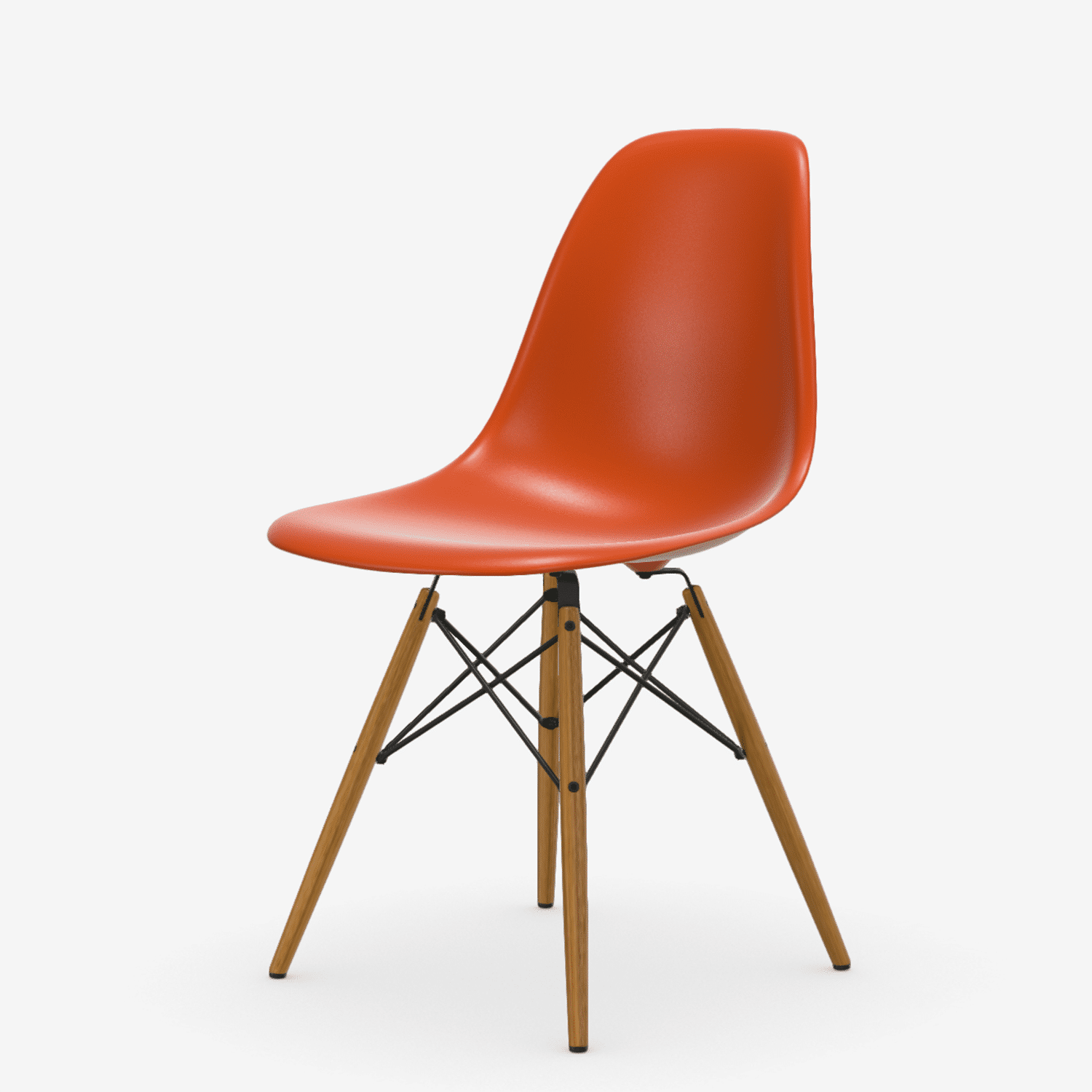 vitra-eames-plastic-side-chair-re-dsw-neuware-seitenansicht-links Seitenansicht links der Vitra Eames Plastic Side Chair RE DSW Neuware in Rostorange im feco Design Shop