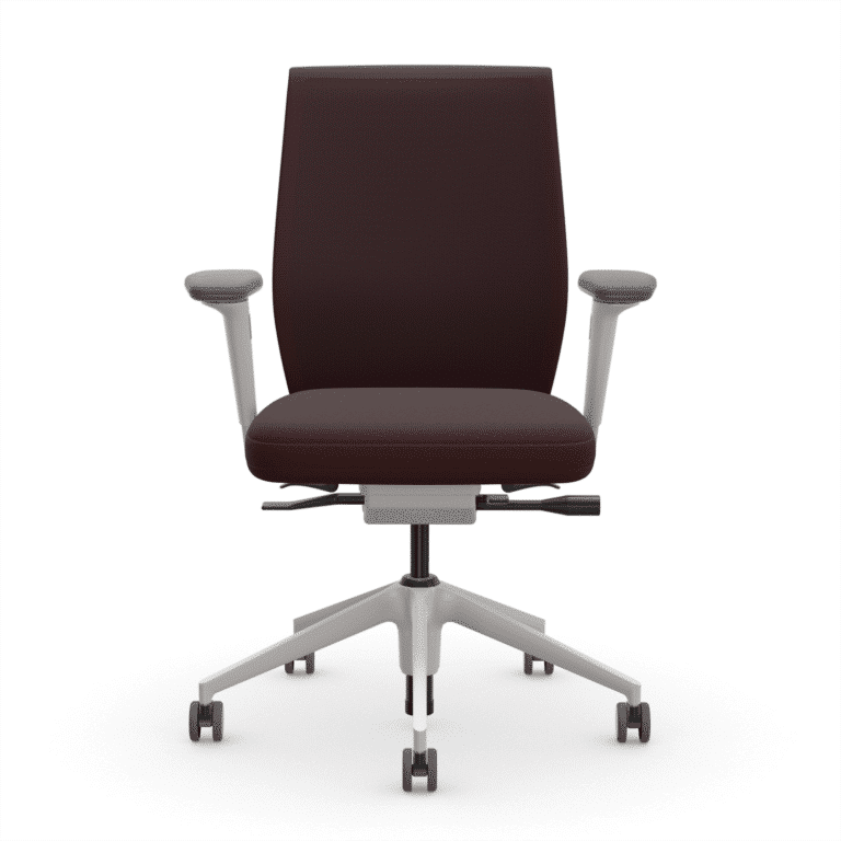 Vitra ID Cloud Bürodrehstuhl Neuware in Duo Knit Dunkelrot Nero mit Soft Grey Rahmen in Frontalansicht im feco Design Shop