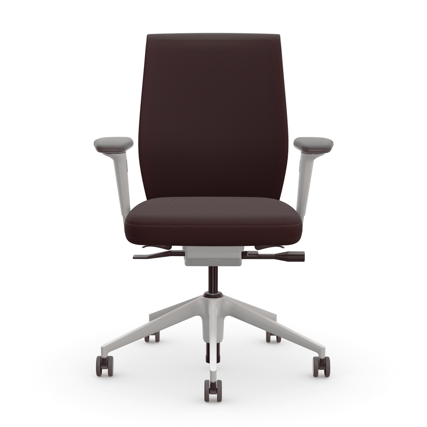 vitra-id-cloud-neuware-frontalansicht Vitra ID Cloud Bürodrehstuhl Neuware in Duo Knit Dunkelrot Nero mit Soft Grey Rahmen in Frontalansicht im feco Design Shop