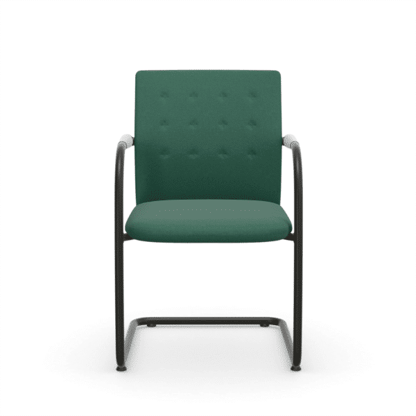 Vitra ID Visitor Trim Neuware in Stoff Plano Mint Forest mit Basic Dark Gestell in Frontalansicht im feco Design Shop