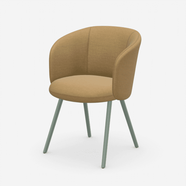 Seitenansicht des feco circular Vitra Mikado Armchair mit Bezugsstoff in ocker melange – feco circular Produkt – feco circular Produkt