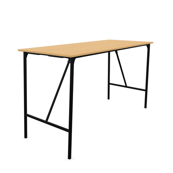 Brunner nate s Klapp-Stehtisch Mod. 7774/0 in Eichenfurnier mit schwarzem Gestell in Seitenansicht im feco Design Shop