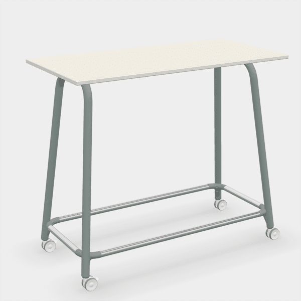 Sedus se:lab high desk Stehtisch auf Rollen in Fjordgrün Naturweiß in Perspektivansicht im feco Design Shop